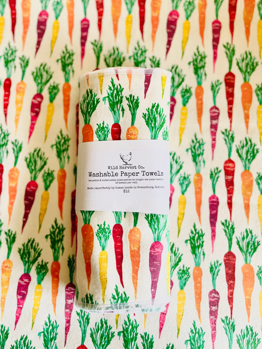 Multi Color Carrots Washable Paper Towels