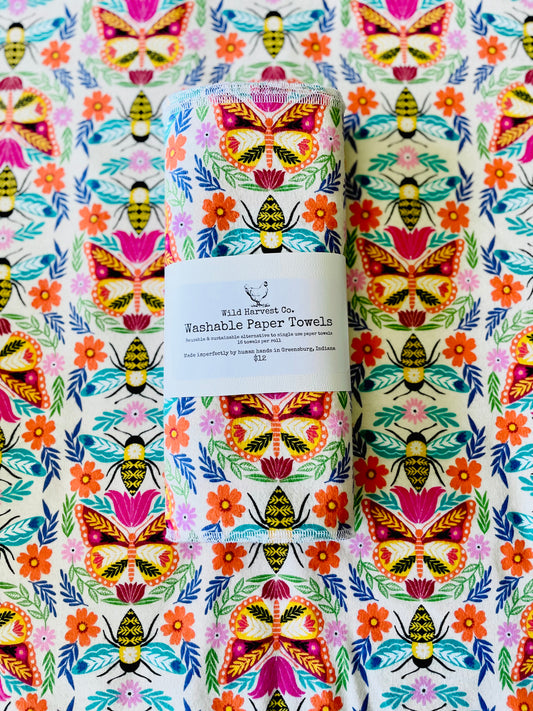 Bees & Butterflies Washable Paper Towels