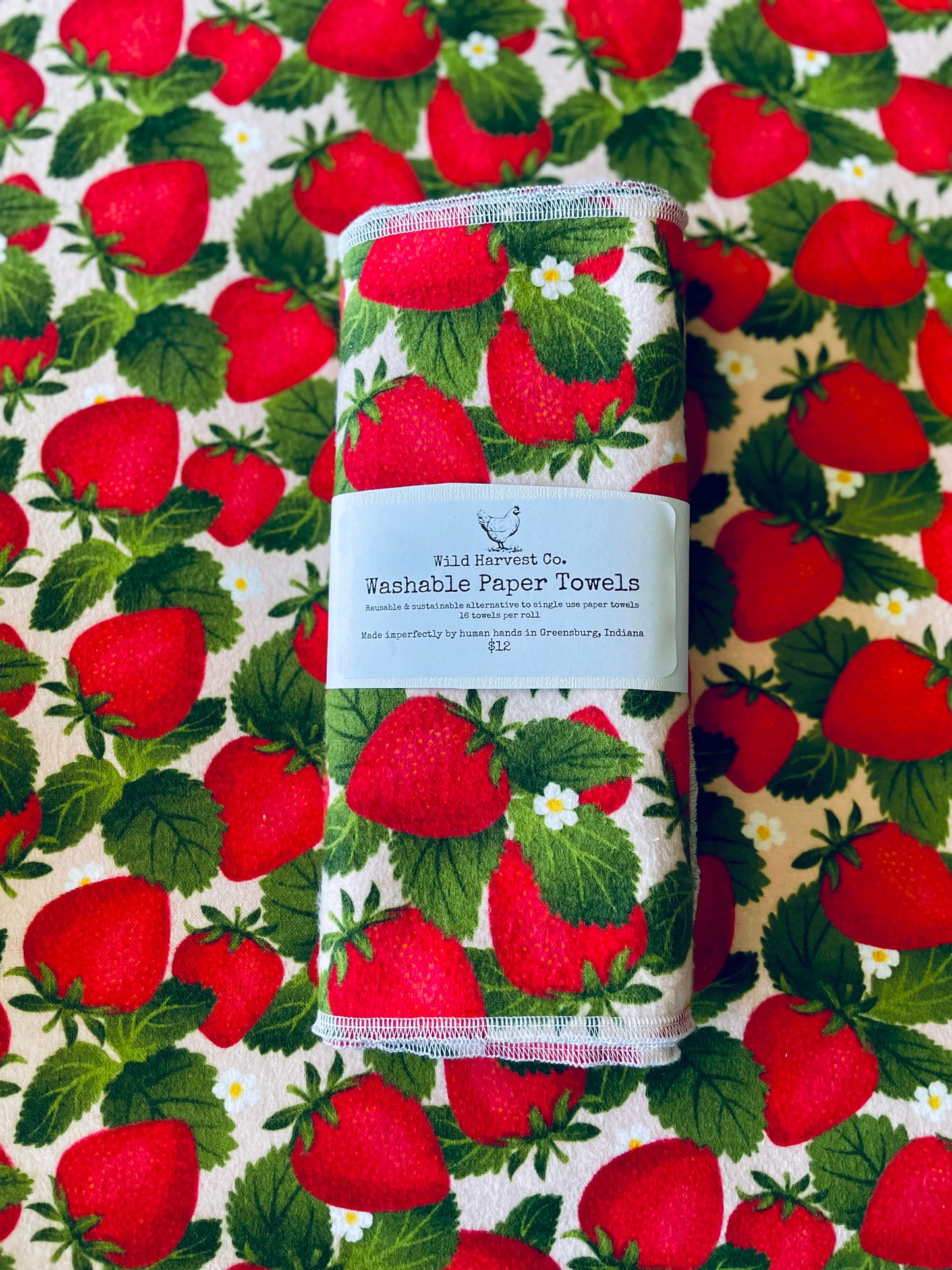 Strawberry Patch Washable Paper Towels