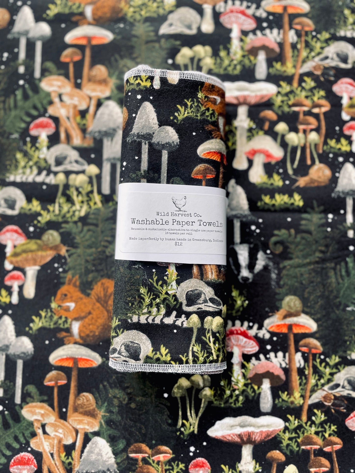 Mushroom & Outdoor Creatures Washable Paper Towels