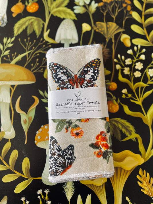 Beige Butterflies Washable Paper Towel