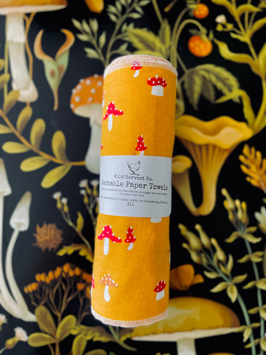 Mustard Mushroom Washable Paper Towels