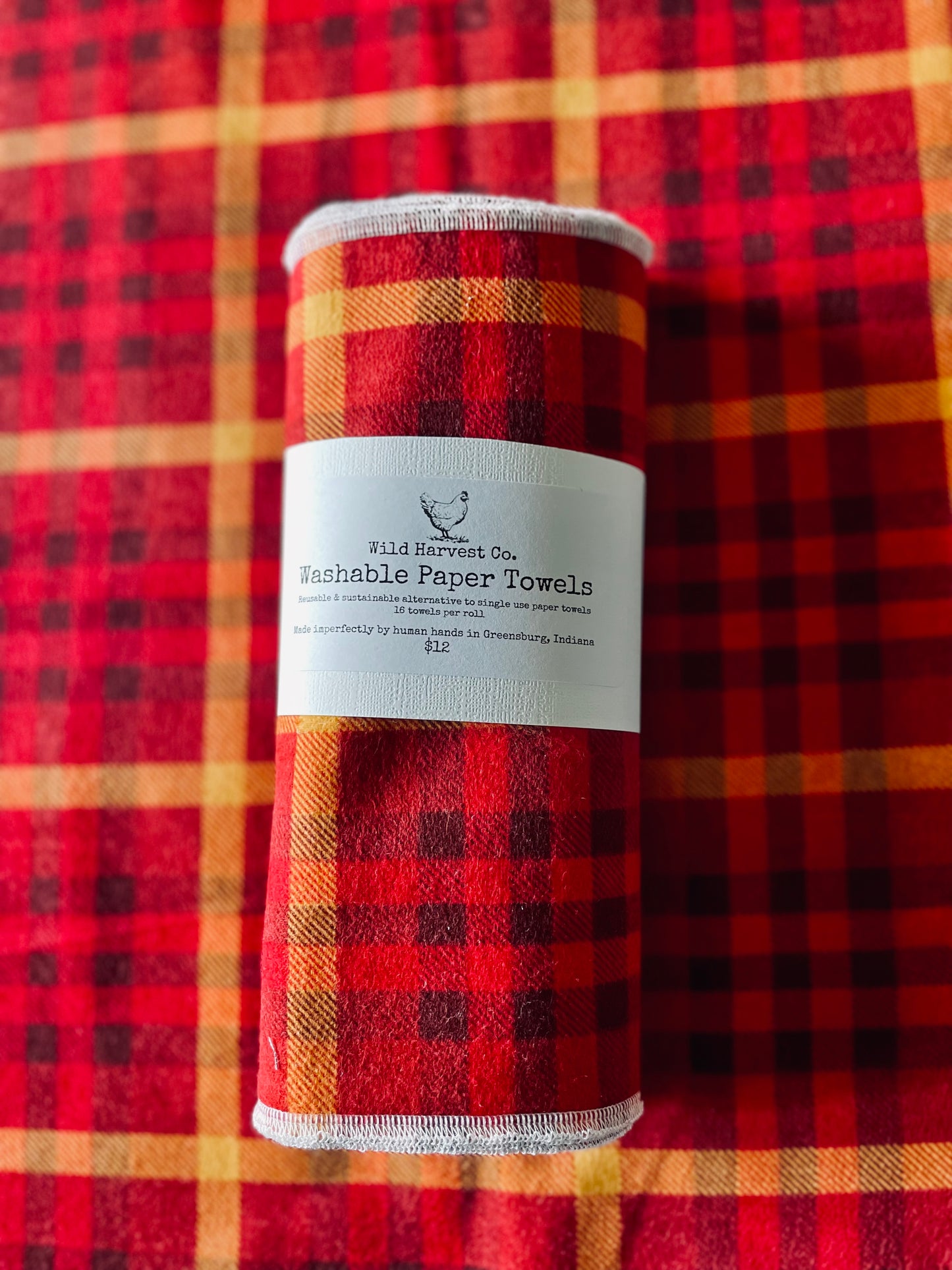 Red Plaid Washable Paper Towels