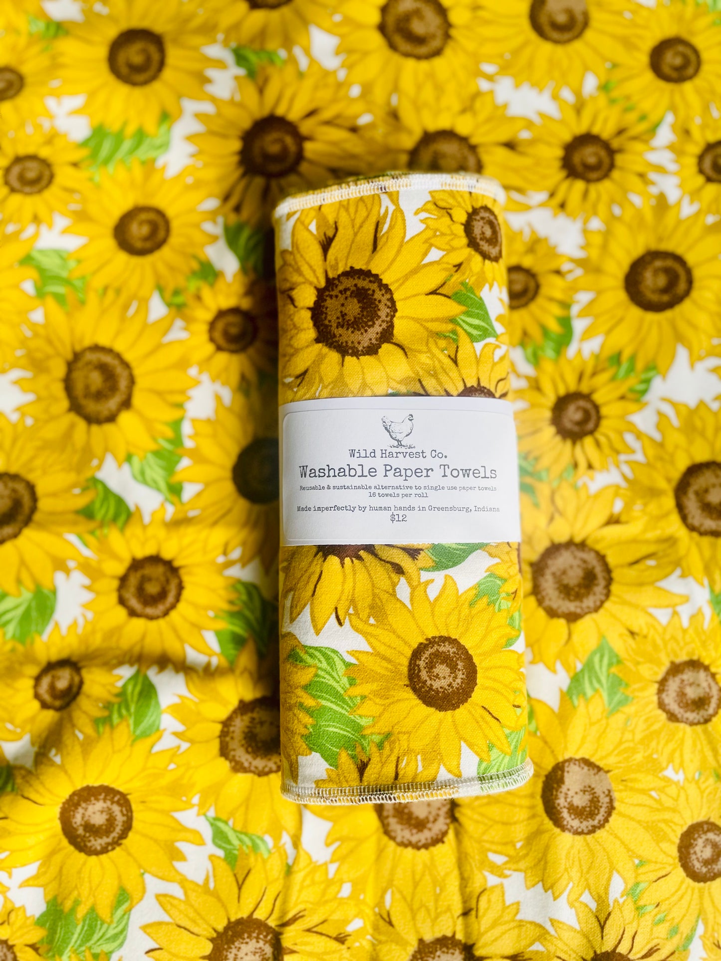 Yellow Sunflowers Washable Paper Towels