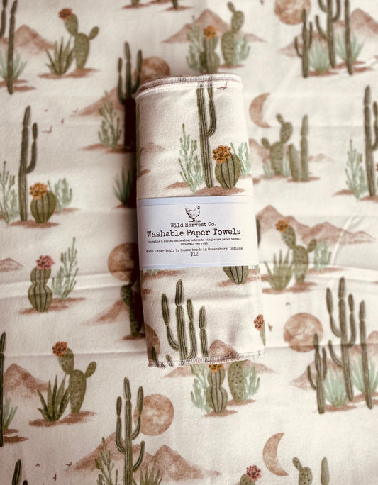 Tan Cactus Washable Paper Towels