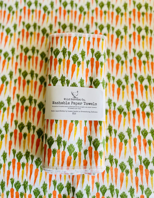 Orange Carrots Washable Paper Towels