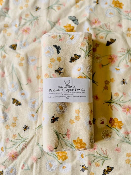 Dandelion & Insects Washable Paper Towels