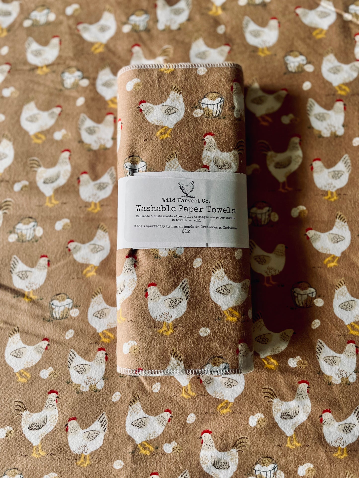 Brown Chickens Washable Paper Towels