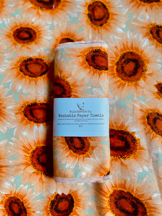 Bright Sunflowers Washable Paper Towels