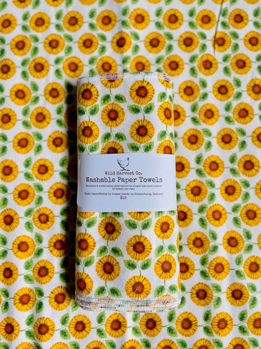 Packed Sunflowers Washable Paper Towels