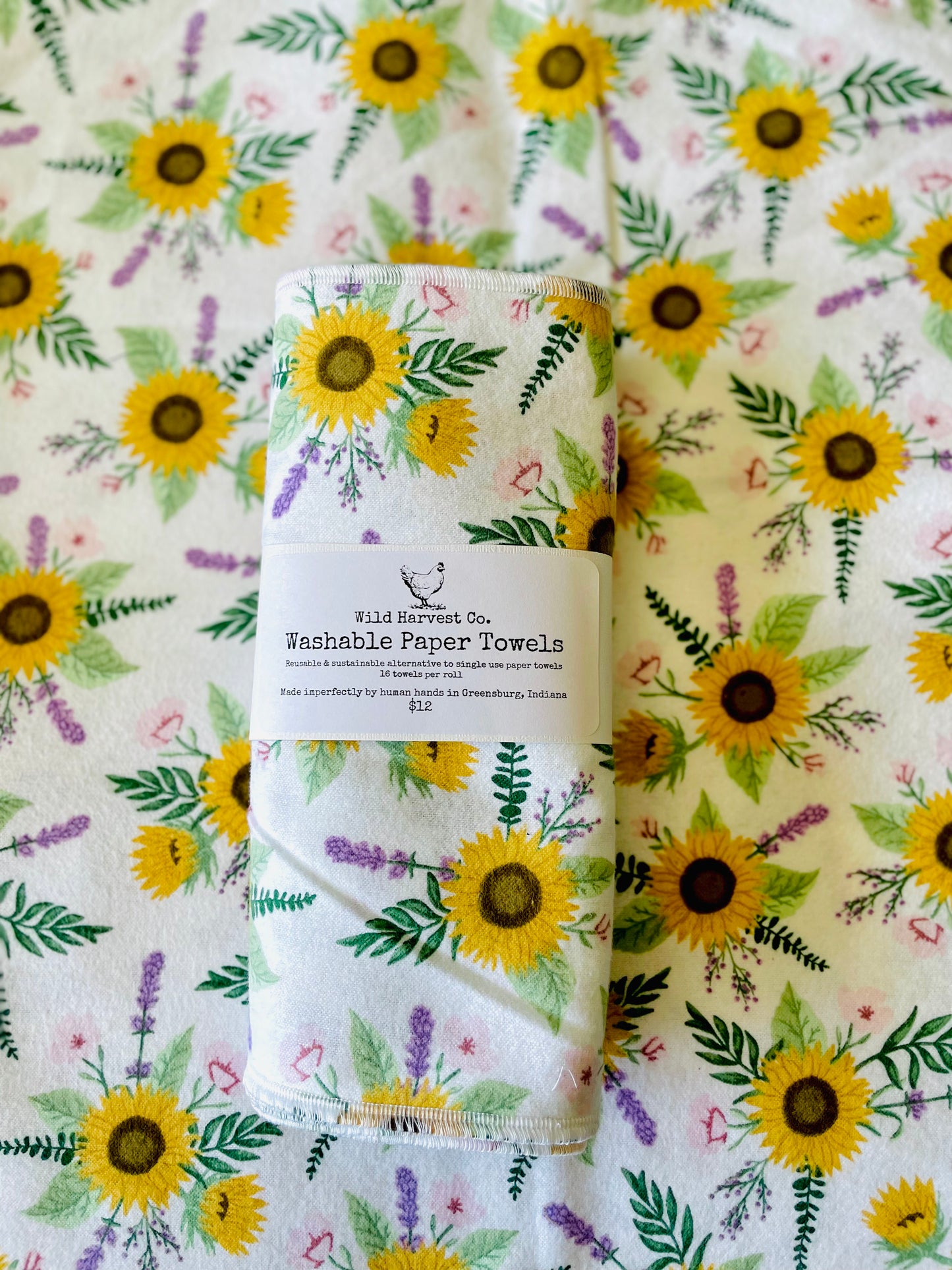 Sunflowers & Lavender Washable Paper Towels