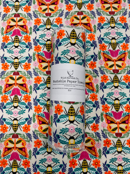 Bees and Butterflies Washable Paper Towels