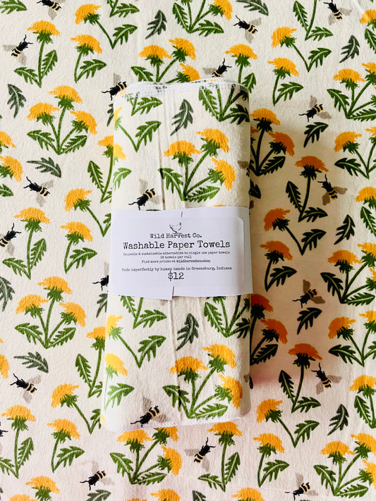 Dandelion & Bees Washable Paper Towels