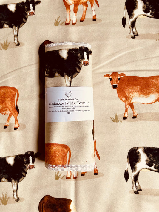 Beige Cow Washable Paper Towels